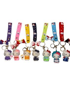 Inspired Keychain Bundle Set of 7 Silicone Wristlet Charms Kawaii Bag Accessorie